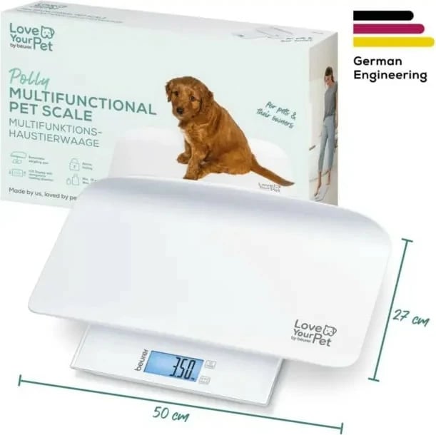 Peshore kafshësh/banje, Beurer PP170 Polly, 100 g–180 kg, tabaka e heqshme, HOLD & tarë, e bardhë