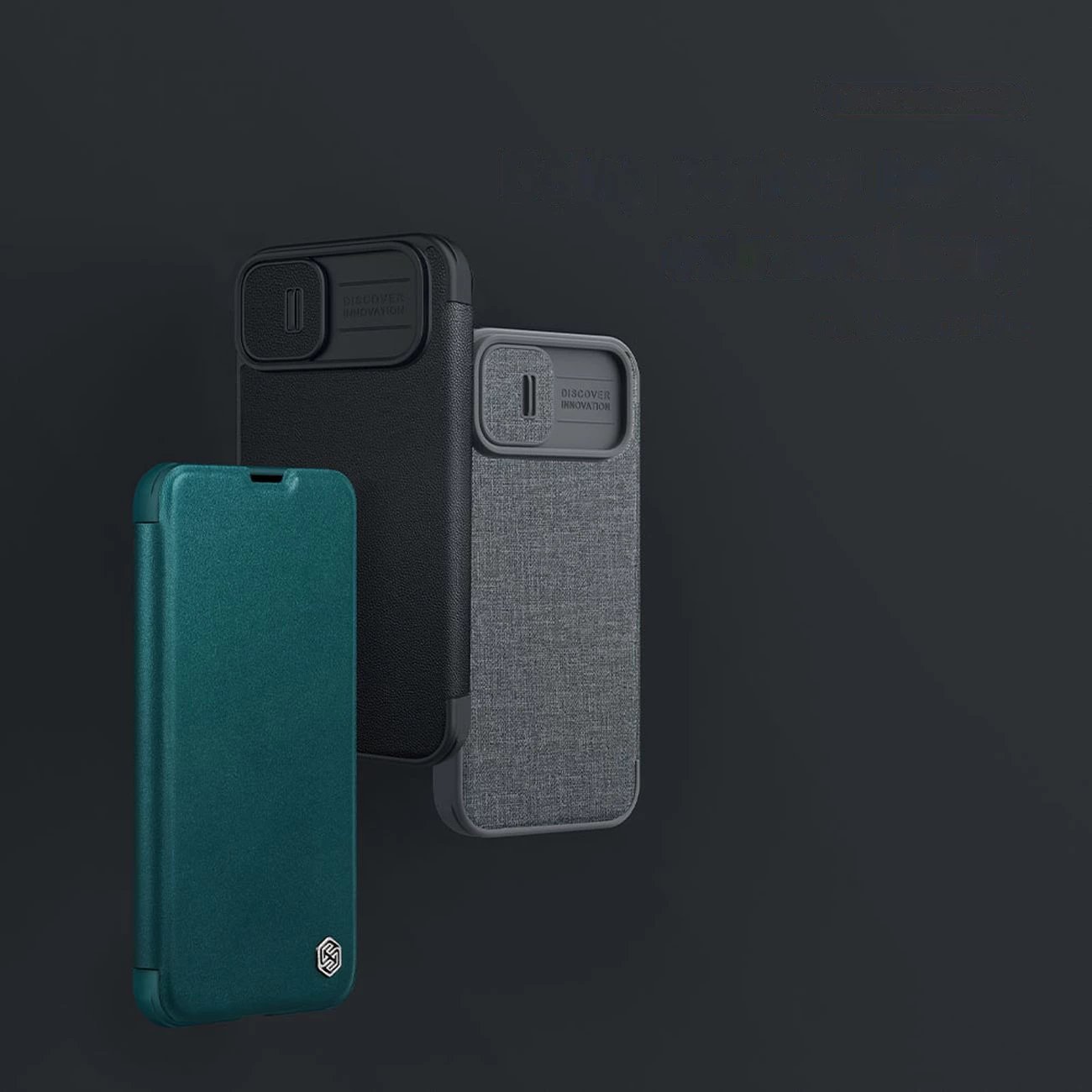 Mbështjellës Nillkin Qin Leather Pro Case për iPhone 14 Plus, me kapak dhe mbrojtje kamere, Gjelbër