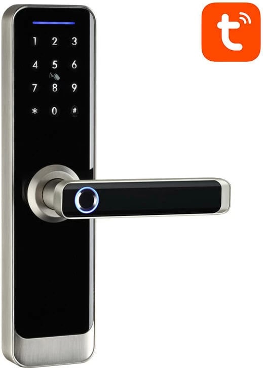 bravë smart digjitale Avatto ZSDL-A270-S-ALI-6072 ZigBee, Tuya Smart Life, IP55, për dyer 35-60 mm, 4xAA, argjendtë