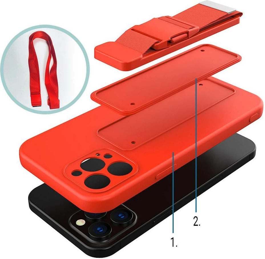Mbështjellës silikoni Hurtel Rope Case me rrip, për Samsung Galaxy S22 Ultra, Zi