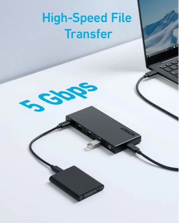 Kasë Anker Hub 364 USB-C Dual Display 10w1, 2x4K HDMI, Ethernet, e zezë