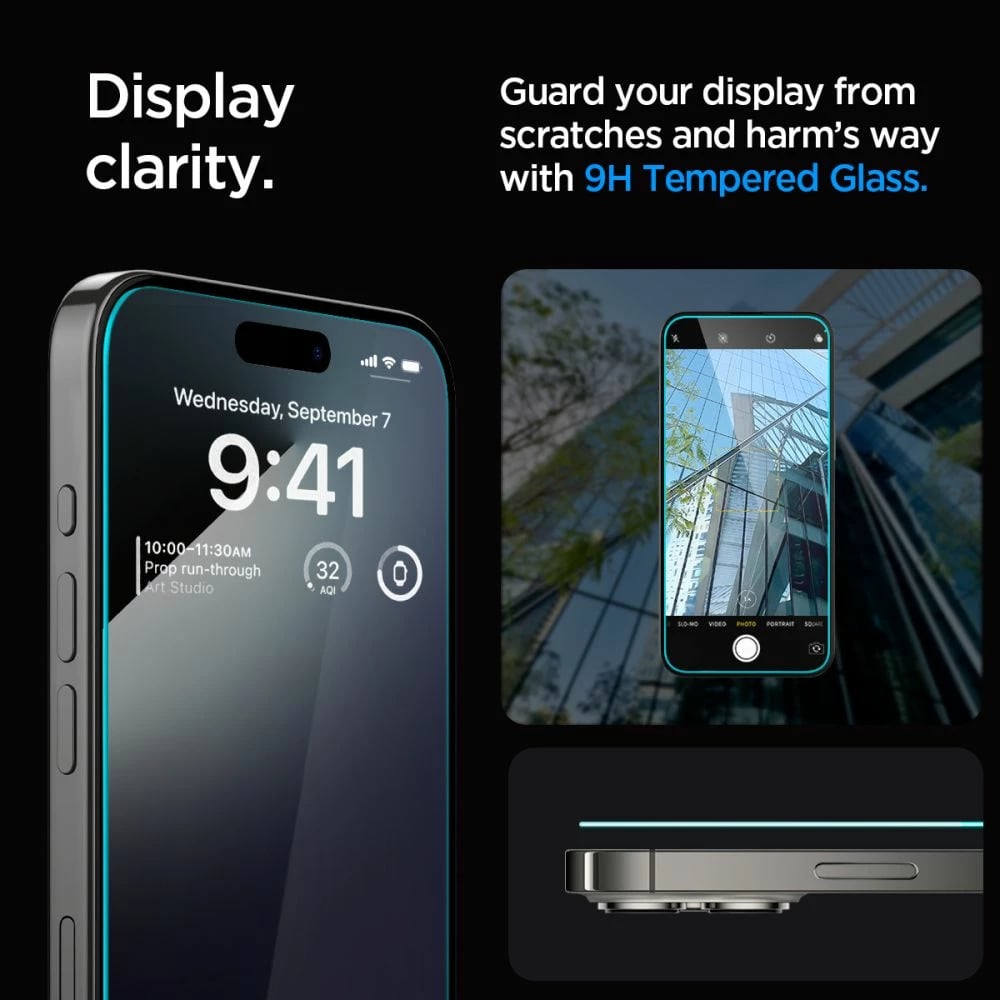 Mbrojtës xhami Spigen Glas.tR EZ Fit për iPhone 15 Pro, 2 copë, transparent
