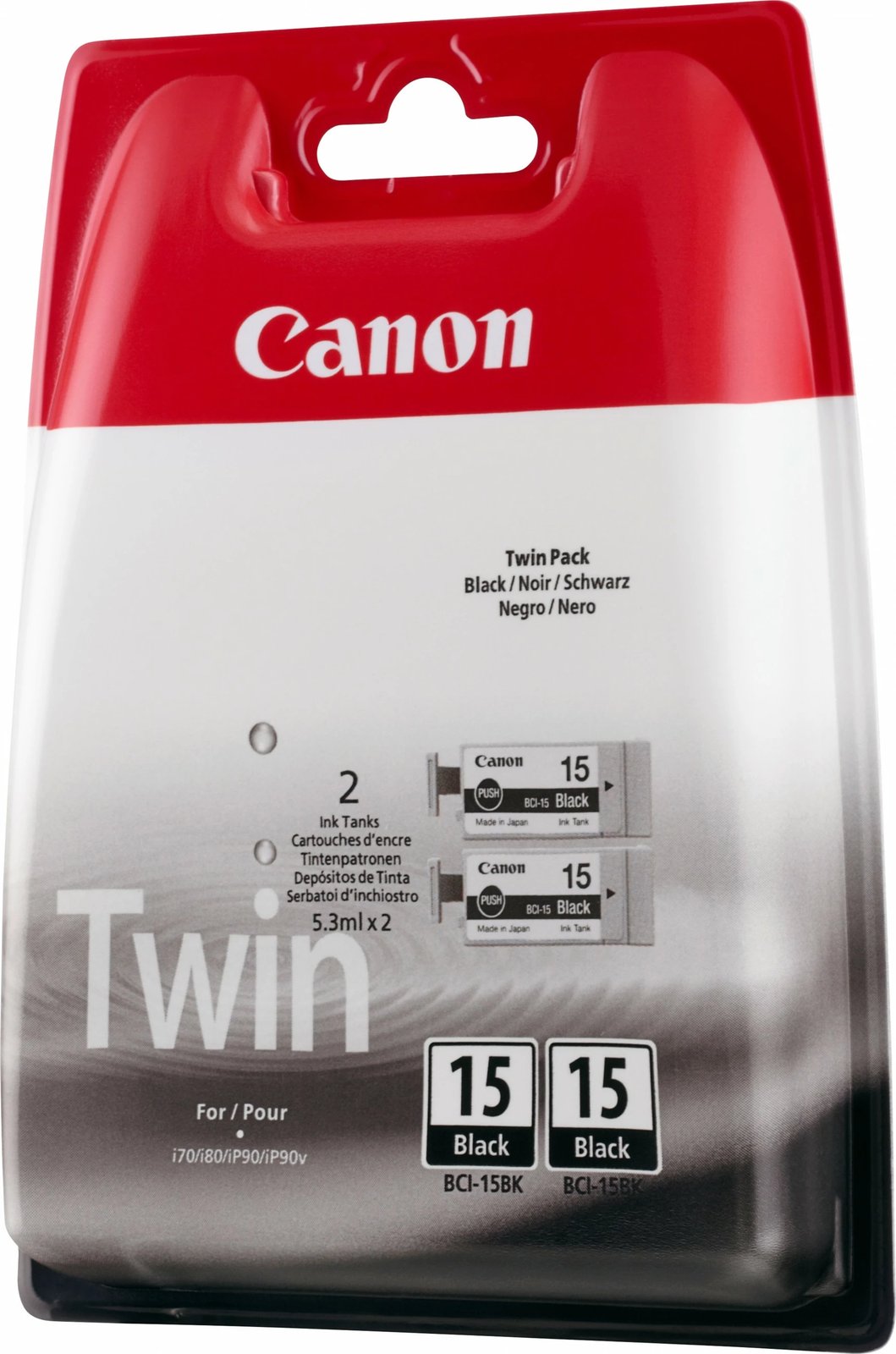 Toner Canon BCI-15BK, 2 copë, Ngjyrë e zezë, Pigment-based