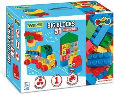 Set blloqe të mëdha Wader Big Blocks 51 copë, plastikë, shumëngjyrëshe