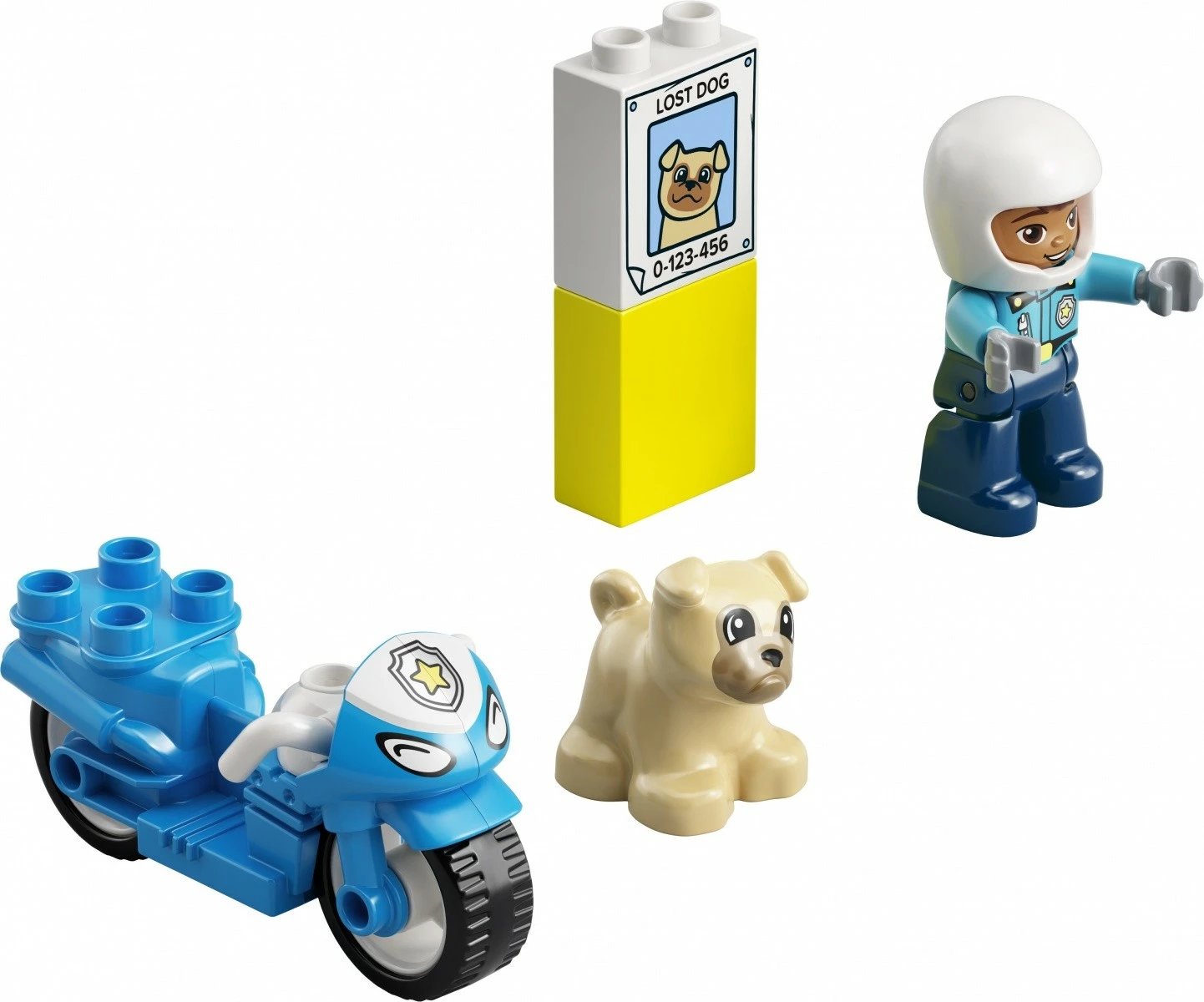 Set lodrash LEGO DUPLO Police Motorcycle 10967, për fëmijë, 5 pjesë, Blu