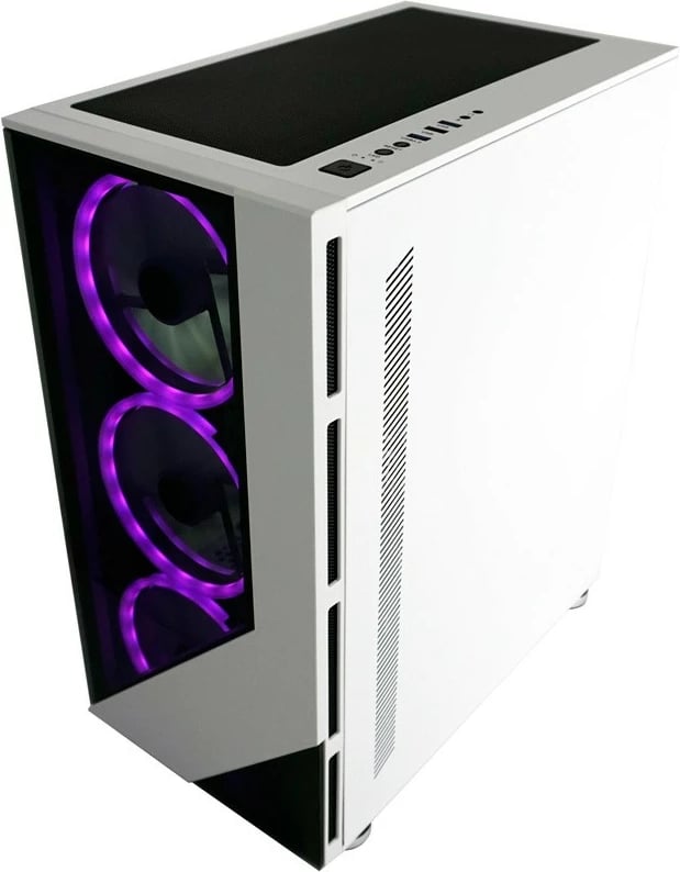 Kasë LC-Power Gaming 803W RGB, Midi Tower, xham i temperuar, e zezë/e bardhë