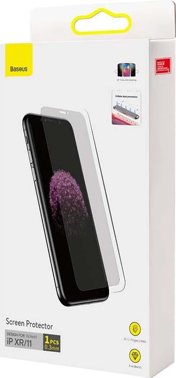 Xham i temperuar Baseus SGBL061602 për iPhone XR/11, 0.3mm, i zi, 1 copë