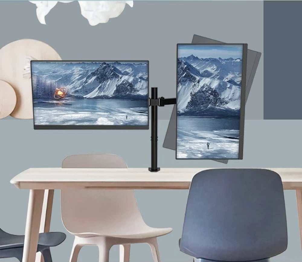 Mbajtës tavoline për 2 monitorë Techly ICA-LCD 482-D, 13-27", i zi