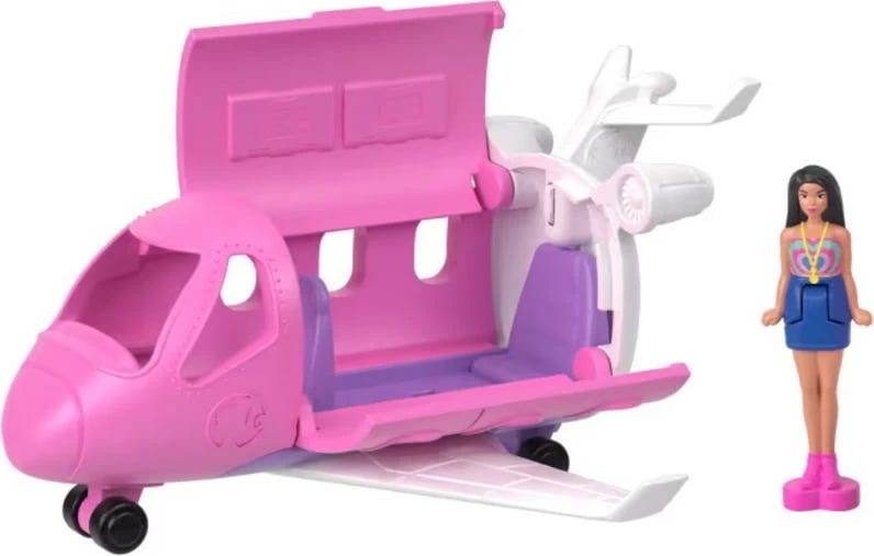 Set lodrash Barbie Mini Barbieland me avion dhe kukull, shumëngjyrësh