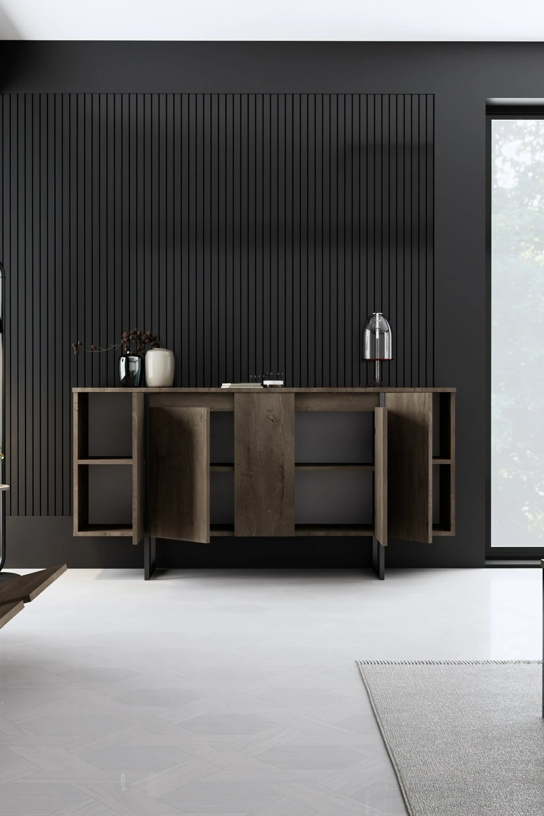 Konsolë Hanah Home Luxe, ngjyrë arre dhe e zezë
