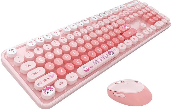 Set tastierë dhe maus wireless MOFII Sweet SMK-623387AG, 2.4G, Rozë