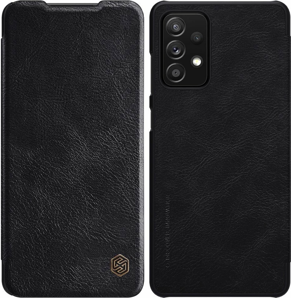 Mbështjellës Nillkin Qin për Samsung Galaxy A72 4G, lëkurë, i zi