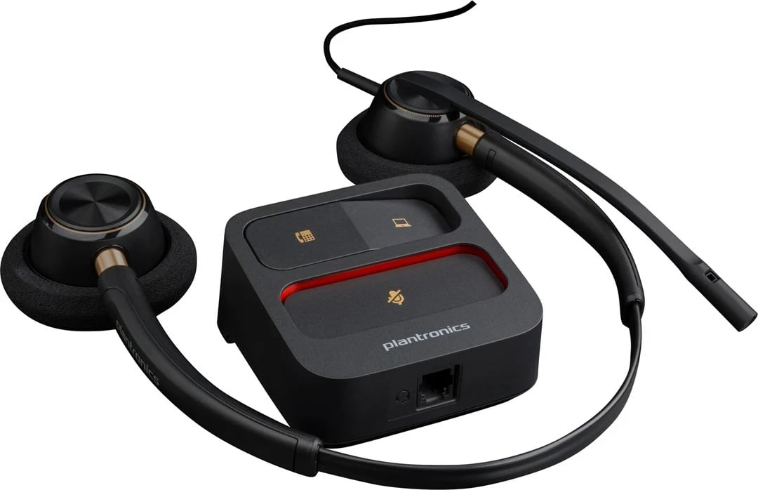 Kufje POLY EncorePro 520 me dy anë, me mikrofon boom, Quick Disconnect, e zezë
