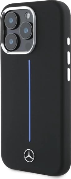 Mbështjellës Mercedes Silicone me vijë të kaltër MagSafe për iPhone 16 Pro, Zi