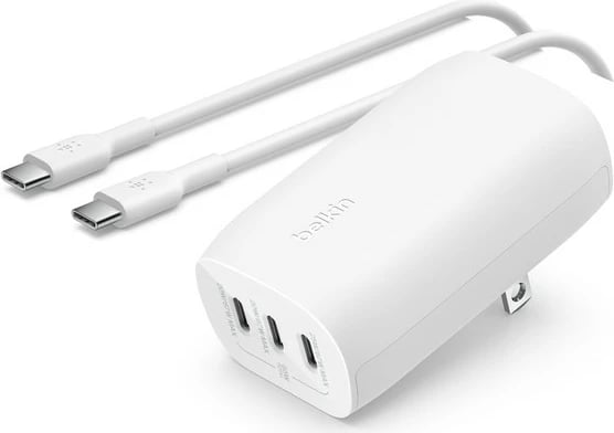 Karikues murit Belkin BoostCharge 3 porta USB-C, 67W, i bardhë