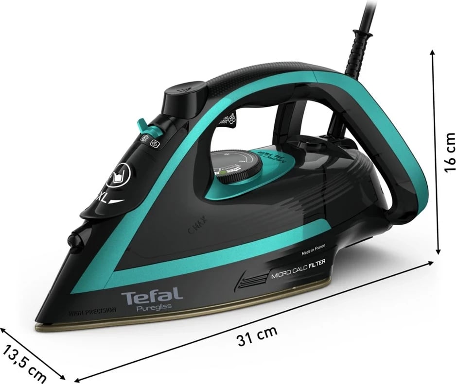 Hekur Tefal Puregliss FV8066, 3000 W, Zi, Kaltër