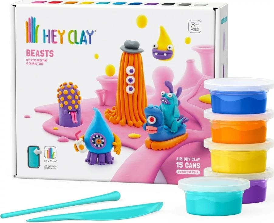 Set plasteline Hey Clay Bestie, Tm Toys, 15 kanaçe, 11 ngjyra
