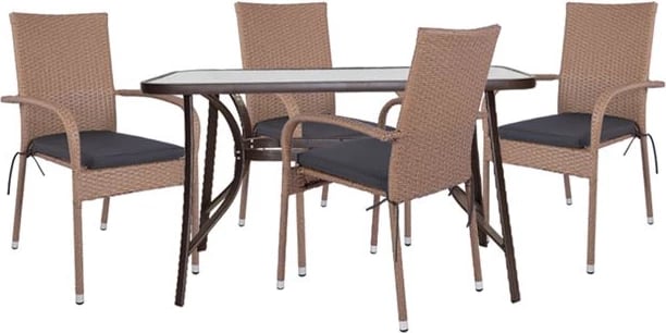 Set 5 pjesësh Tavolinë Metalike me karrige Shportë FH10381