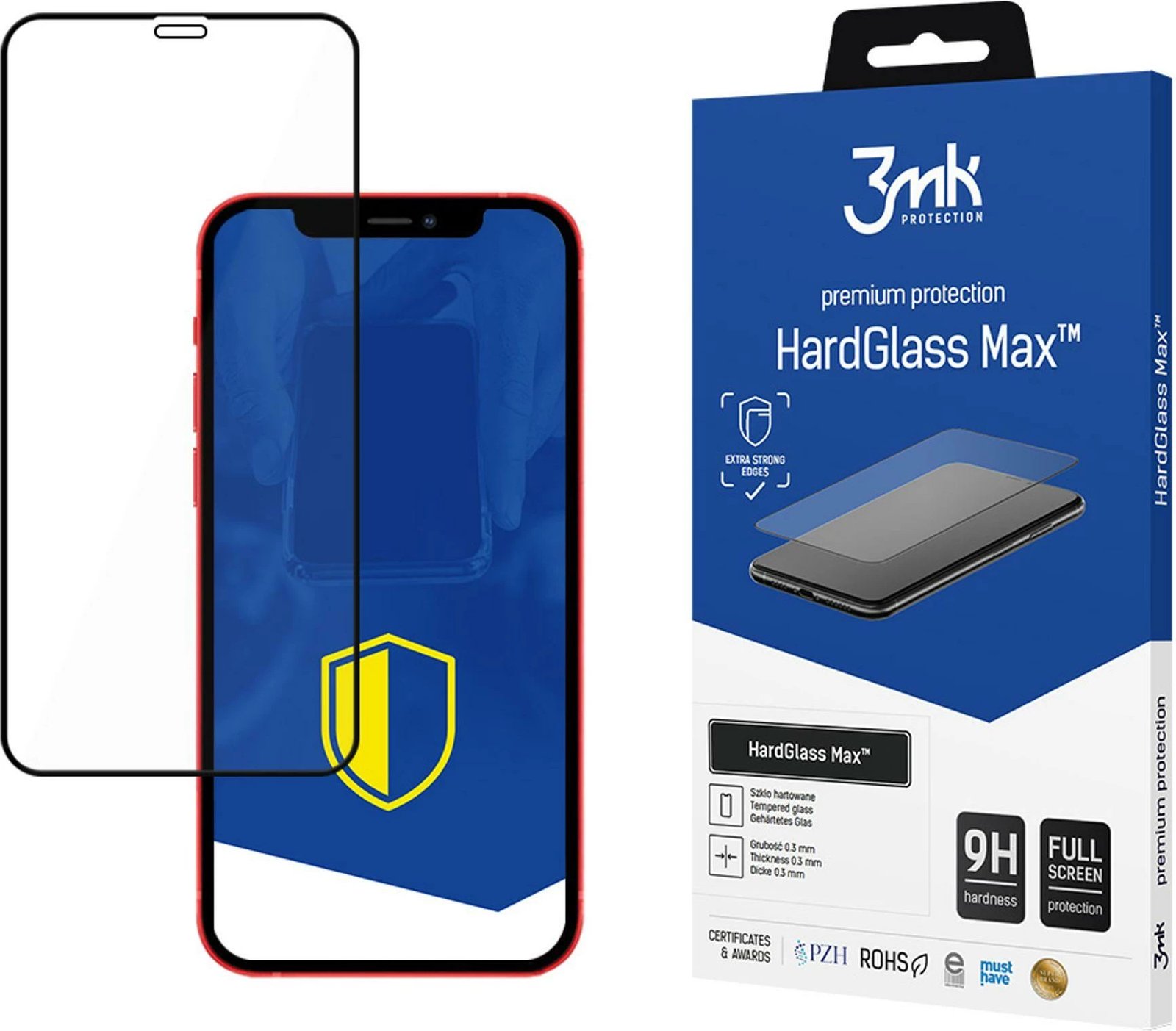 Xham mbrojtës 3mk HardGlass Max për iPhone 12 / 12 Pro, 9H, i tejdukshëm