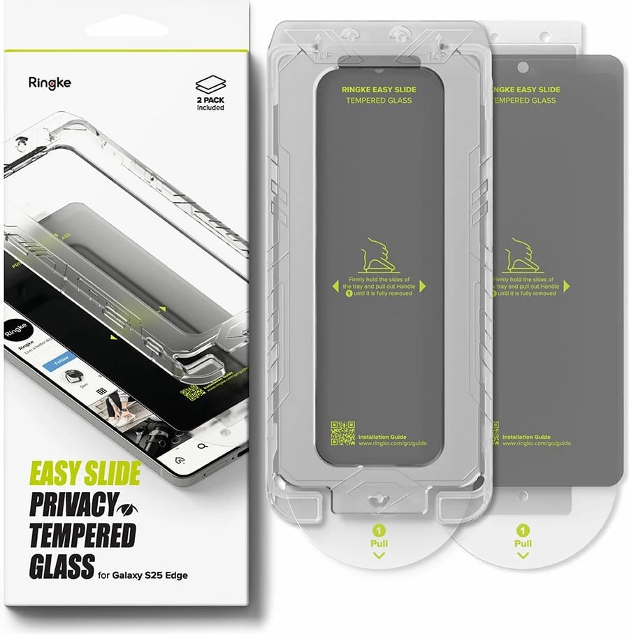 Xham mbrojtës privatësie Ringke Easy Slide për Samsung Galaxy S25 Edge, 2 copë