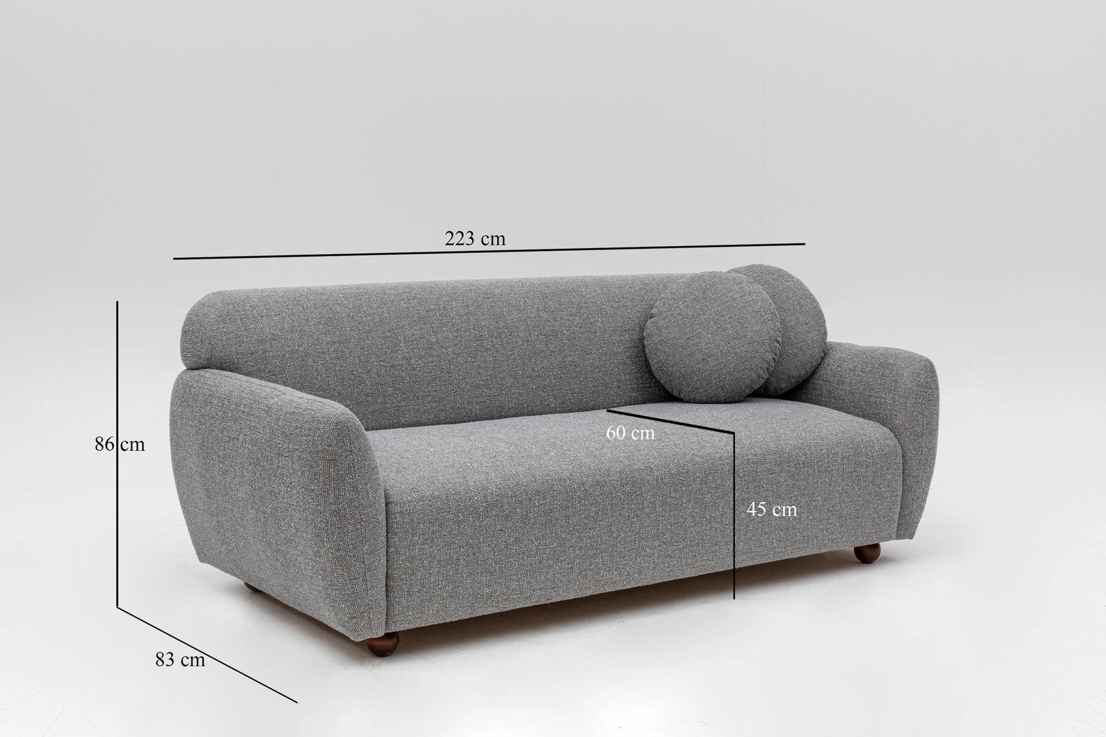 Divan treshe, ngjyrë gri e çelët, Atelier del Sofa, Eddy