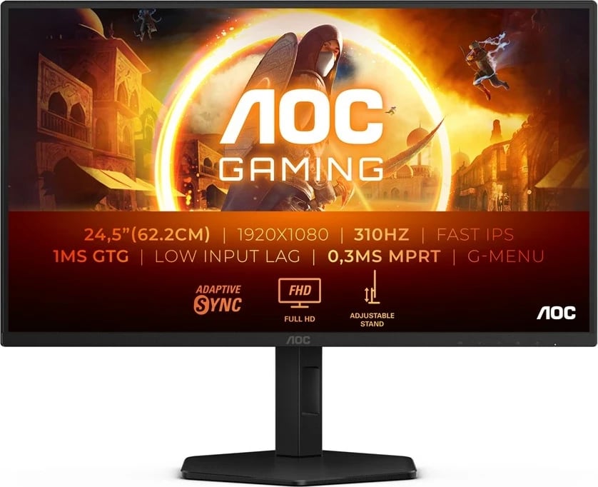 Monitor gaming AOC 25G4SXU, 24.5", Full HD, LED, 310Hz, i zi/gri
