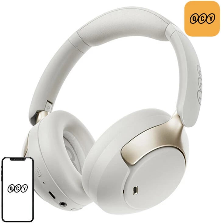 Kufje QCY H3 Pro, over-ear, wireless, ANC, 40mm, bardhë