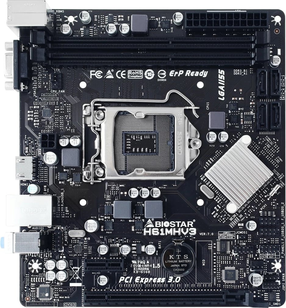Pllakë amë Biostar H61MHV3, Intel, LGA 1155, DDR3, micro ATX