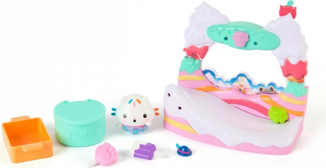 Set lojërash, Gabby's Dollhouse Spin Master, 6074162 Cakey Cat Sweet Treat Balcony, për shtëpinë e kukullave, pa bateri, set