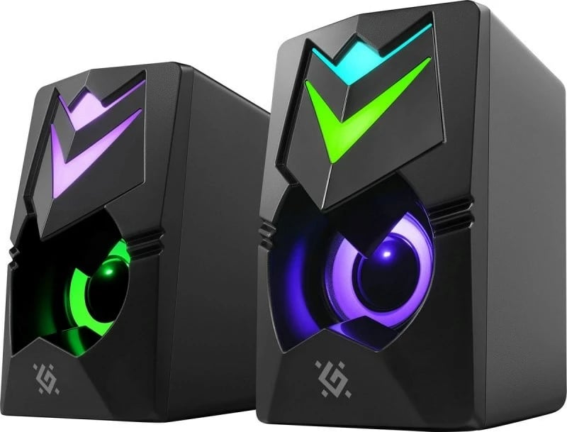Altoparlantë Defender J4 2.0, 6W, me LED, për PC, të zinj