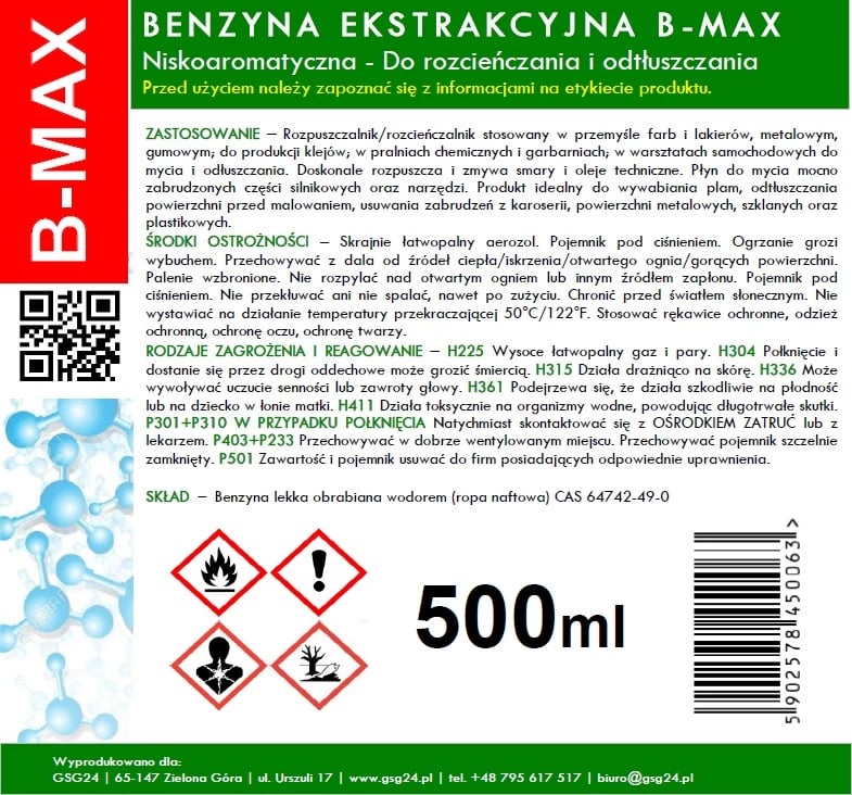 Sprej pastrues GSG24 B-MAX, 500 ml, për pastrim teknik dhe yndyrash