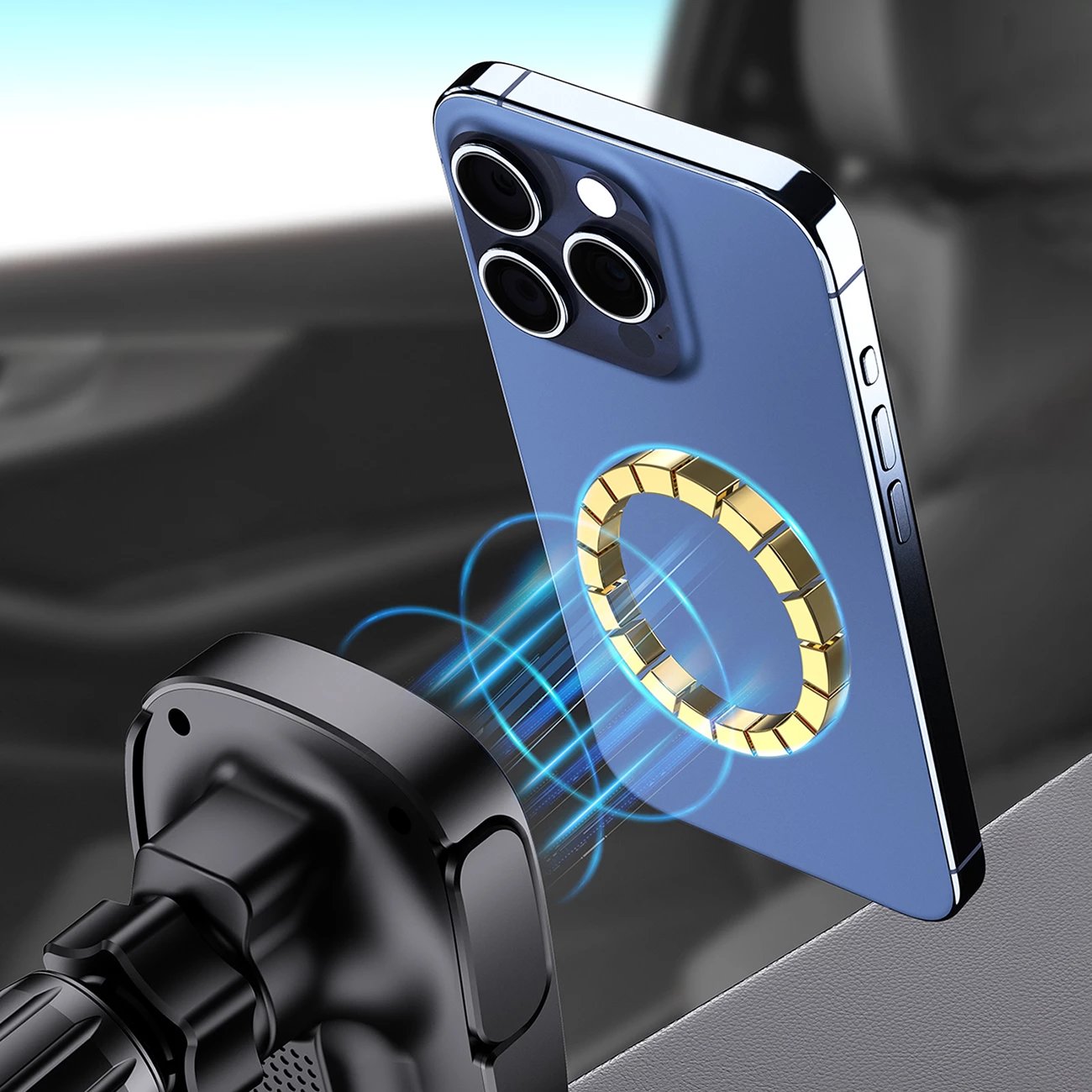 Mbështjellës magnetik për veturë Dudao FW11 me karikues wireless 15W, i zi