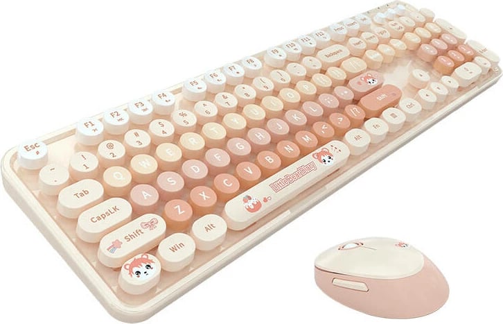 Set tastierë dhe maus wireless MOFII Sweet New 2.4G, 104 taste, DPI 1600, portokalli