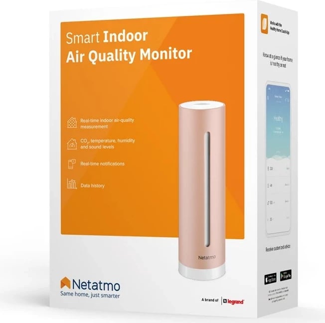Monitor i zgjuar i cilësisë së ajrit Netatmo HCC, wireless, rose gold