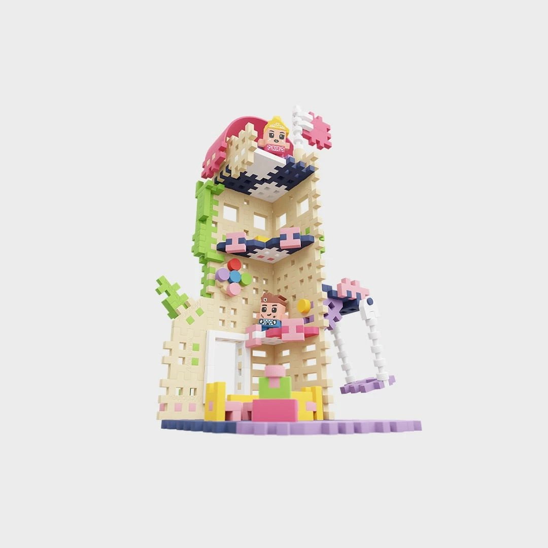 Set lodrash ndërtimi Marioinex Waffle Mini Blocks Princess: Tower of Fantasy, 148 pjesë, me figurina