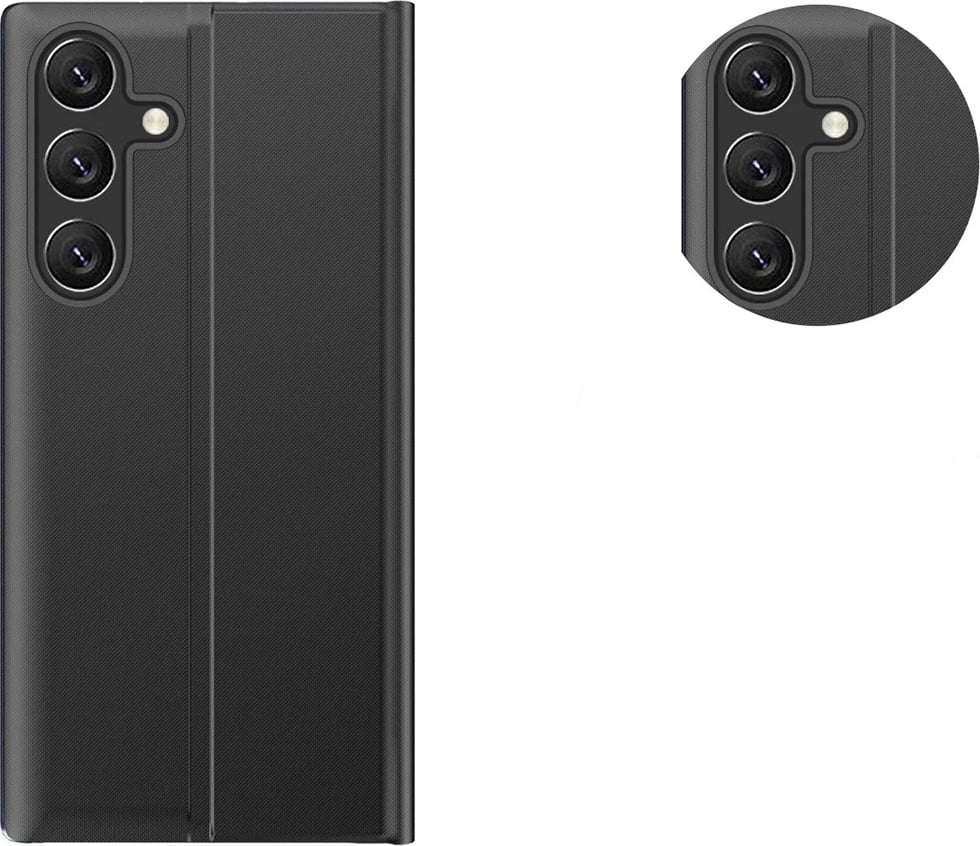 Mbështjellës Hurtel New Sleep View Case për Samsung Galaxy A55, me kapak dhe mbajtëse, i zi