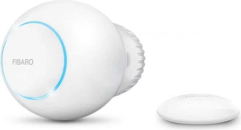 Kontrollues ngrohjeje smart FIBARO Heat Controller SP, paketë, e bardhë dhe e kuqe