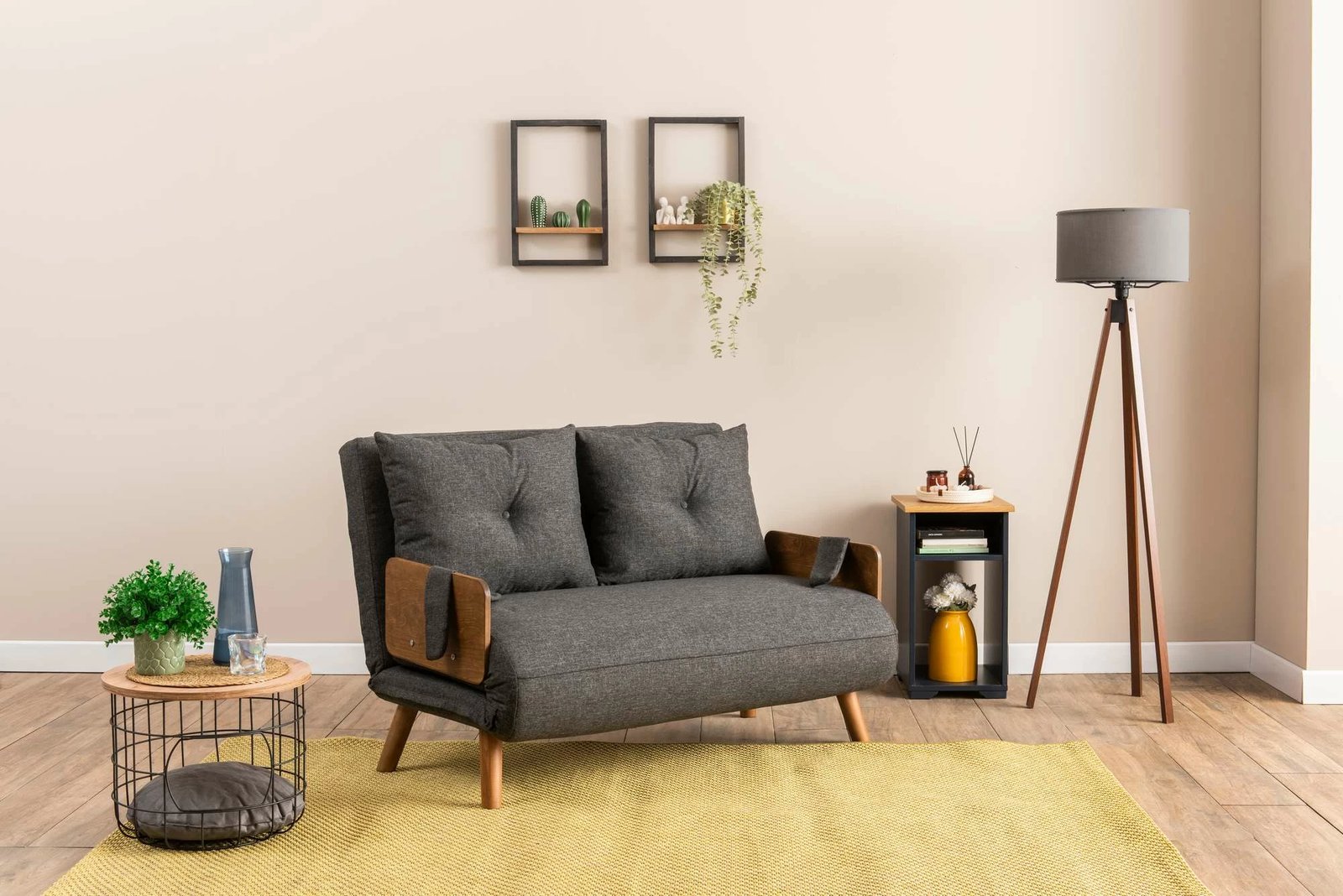 Divan-krevat dy vendesh, Cosmo, ngjyrë gri e errët