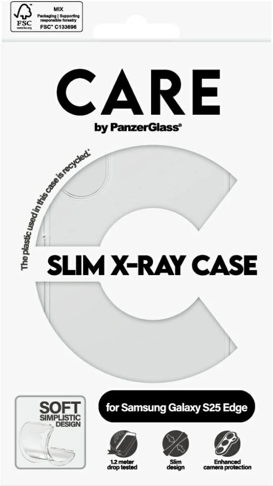 Mbështjellës PanzerGlass CARE X-Ray për Samsung Galaxy S25 Edge, Transparent