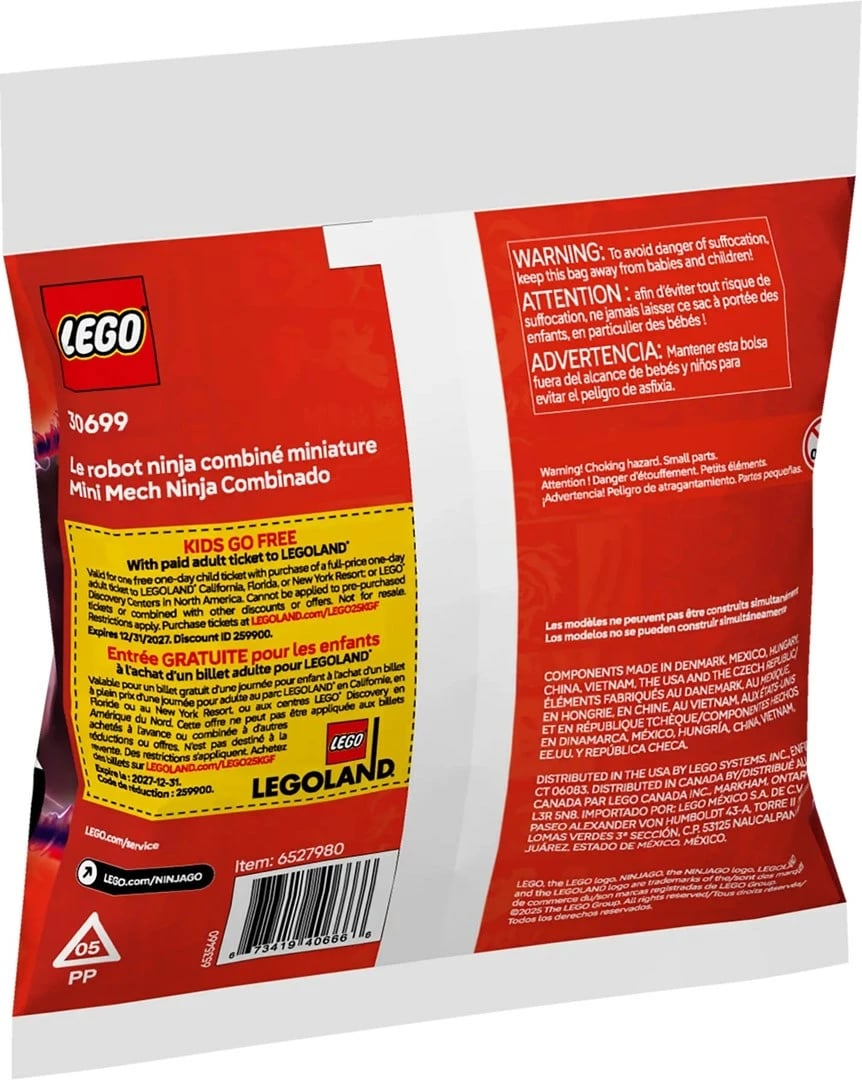 Set LEGO NINJAGO Mini Ninja Combo Mech 30699, 80 pjesë