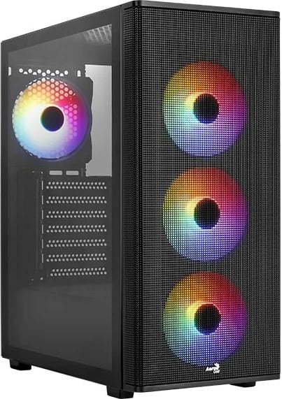 Kasë AeroCool Designer v1, Midi Tower, ATX/micro ATX/mini ITX, e zezë, me 4 ventilatorë RGB Kasë AeroCool Designer v1, Midi Tower, ATX/micro ATX/mini ITX, e zezë, me 4 ventilatorë RGB