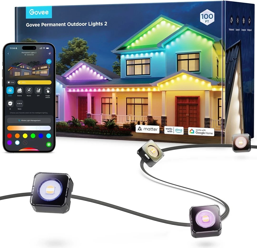 Drita LED Govee H705E Permament Outdoor Lights 2, 30m, RGBICW, Wi-Fi, Bluetooth, IP67