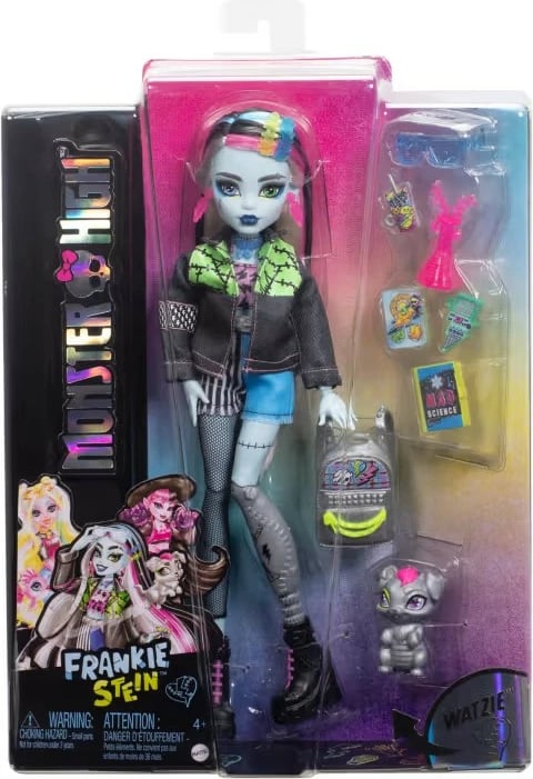 Kukull Monster High Mattel Frankie Stein me aksesorë, HXH73