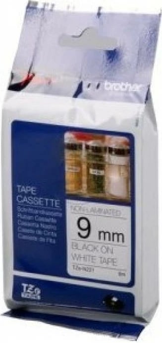 Kasetë shiriti etiketimi Brother TZe-N221 9 mm jo e laminuar, i zi mbi të bardhë