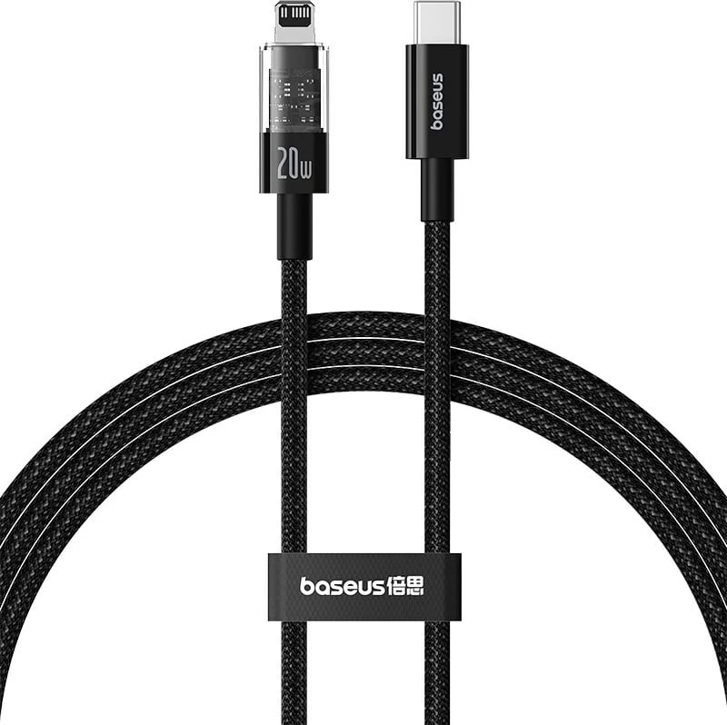 Kabllo Baseus Gem USB-C në iP, 1 m, 20 W, E zezë