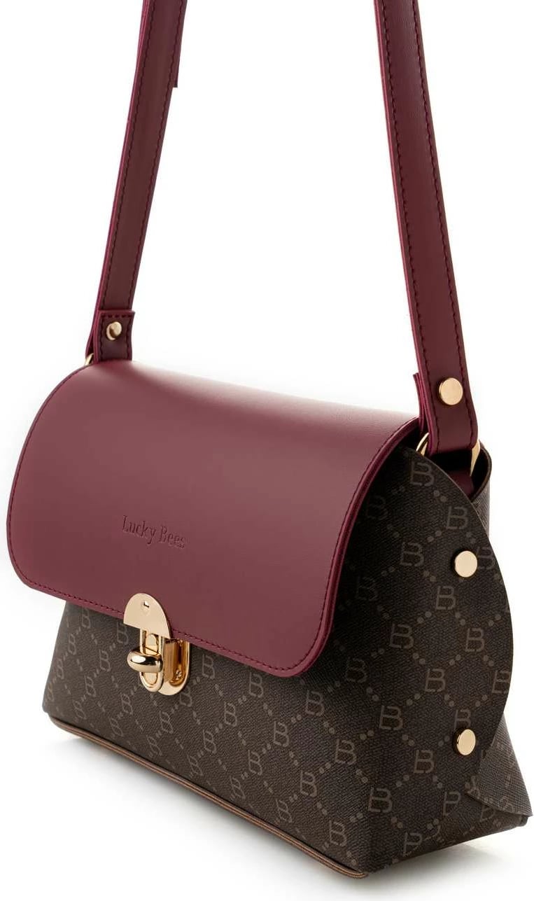 Çantë crossbody Lucky Bees, kafe dhe e kuqe e errët, 1278