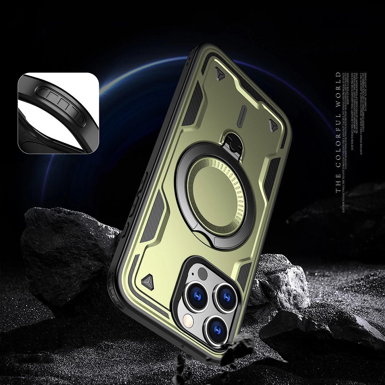 Mbështjellës Hurtel Hybrid Armor Trendy me MagSafe për iPhone 16 Pro Max, Jeshil