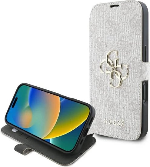Mbështjellës Guess 4G Metal Logo për iPhone 16 Plus, Rozë