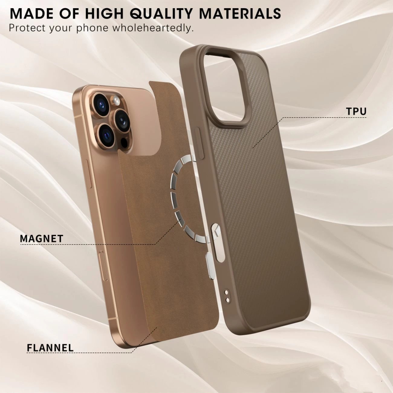 Mbështjellës Wozinsky Carbon Fiber me MagSafe për Samsung Galaxy S25+, Kafe