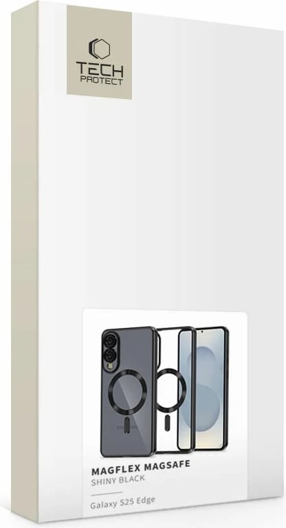 Mbështjellës Tech-Protect MagFlex për Samsung Galaxy S25 Edge, MagSafe, Transparent/Black